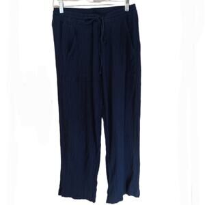 Pure Jill linen blend navy cropped pull on pants. Size small